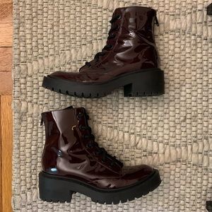 Kenzo Patent Leather Pike Boot Burgundy